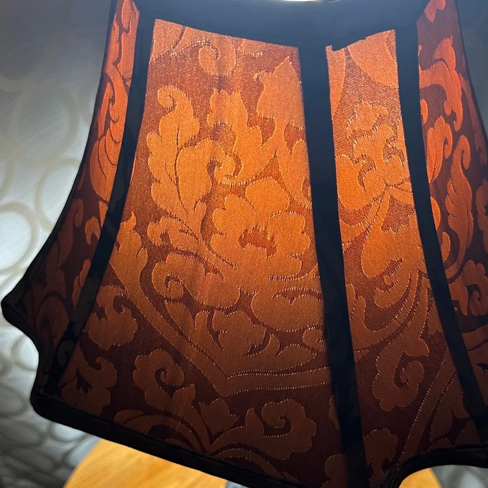 Vintage Mid-Century Demask Satin Table Lamps Pair - Hollywood Regency 60s